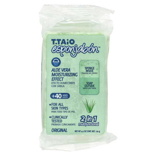 T. Taio, мыло с губкой внутри, оригинальное алоэ вера, 120 г (4,2 унции)