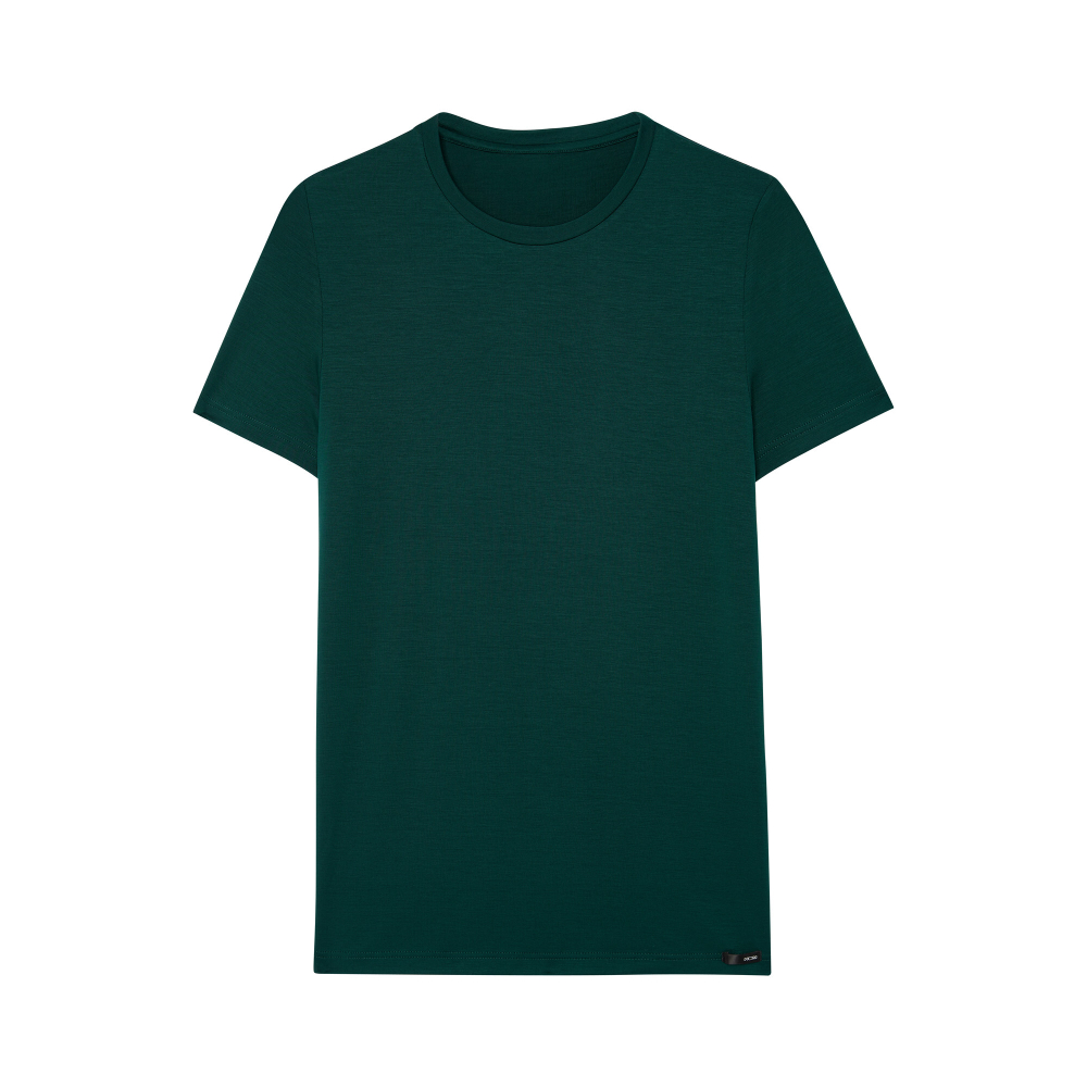 Мужская футболка темно-зеленая HOM TENCEL SOFT Tee-Shirt Crew Neck 402593_4000DG