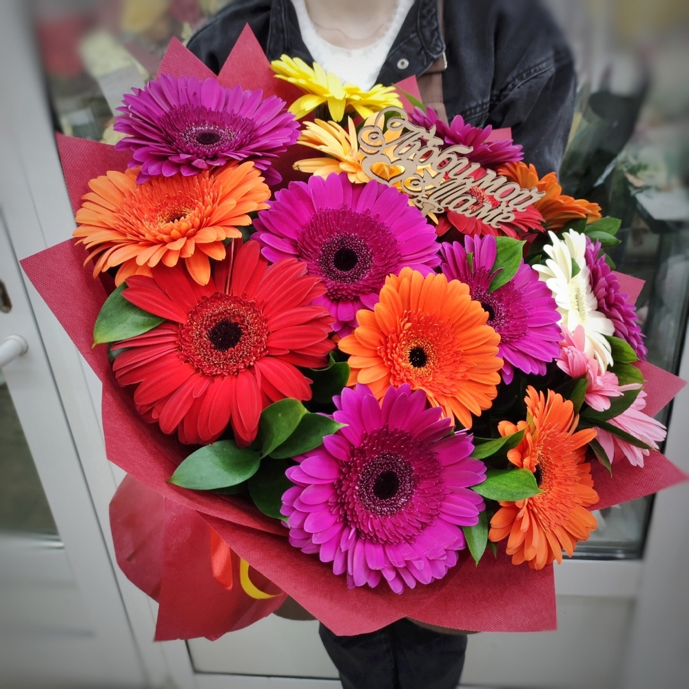 Букет из 15 гербер mix