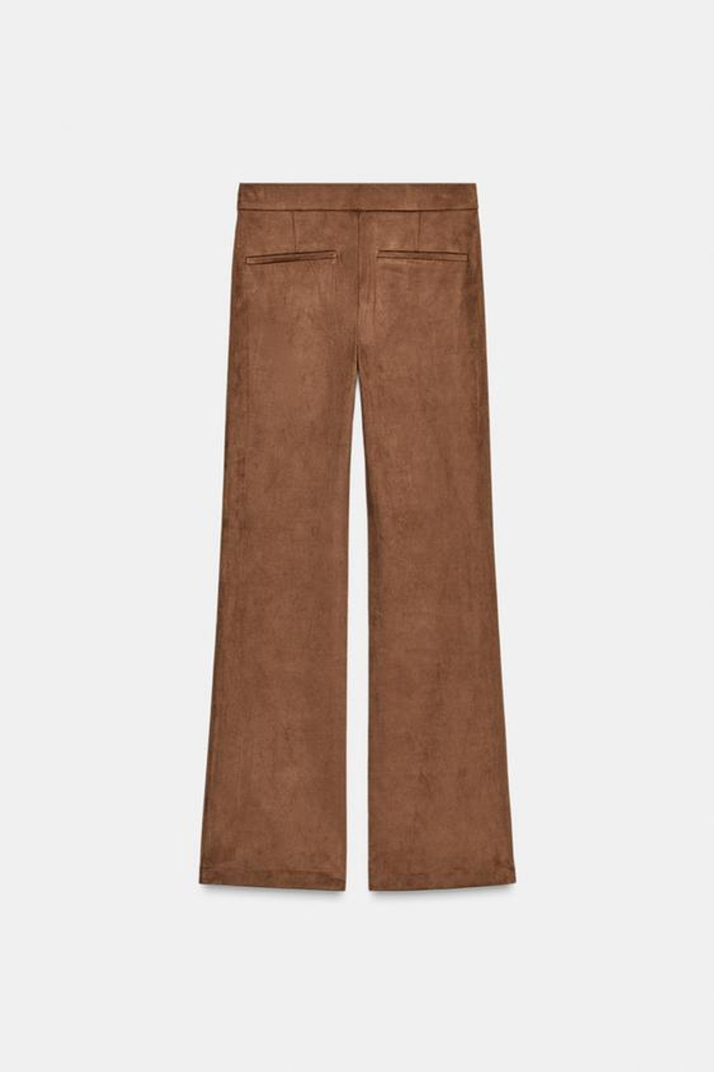 ZARA БРЮКИ FLARE ИЗ ИСКУССТВЕННОЙ КОЖИ, ТАБАЧНЫЙ