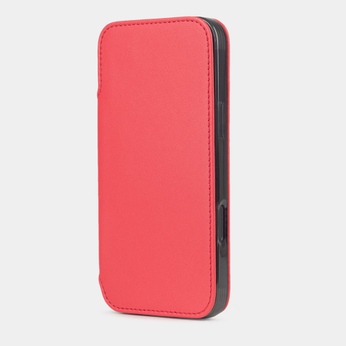 Чехол-книжка кожаная для iPhone 16 Pro Max, теленок красного цвета