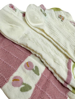 Короткие носки р.35-40 "Flowers" Комплект - 5 пар