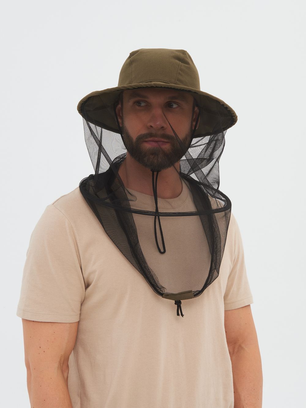 Панама-накомарник с кольцом Антигнус ткань Смесовая цвет Хаки