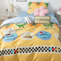 Комплект постельного белья на резинке Сатин Люкс KIDS 100% хлопок CDKR049, 1.5 спальный, наволочка 50x70