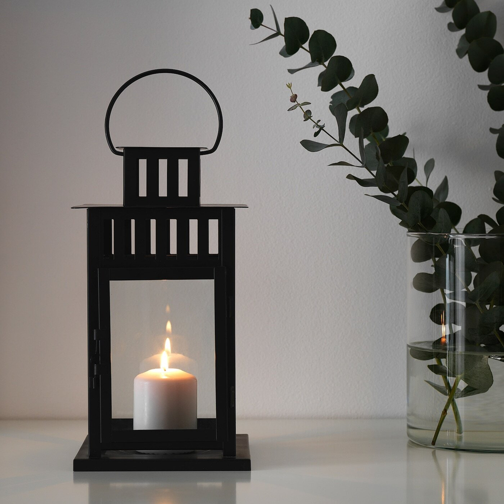 IKEA BORRBY  (ИКЕА БОРРБЙ)  -  Фонарь, внутренний/наружный черный, 28 см