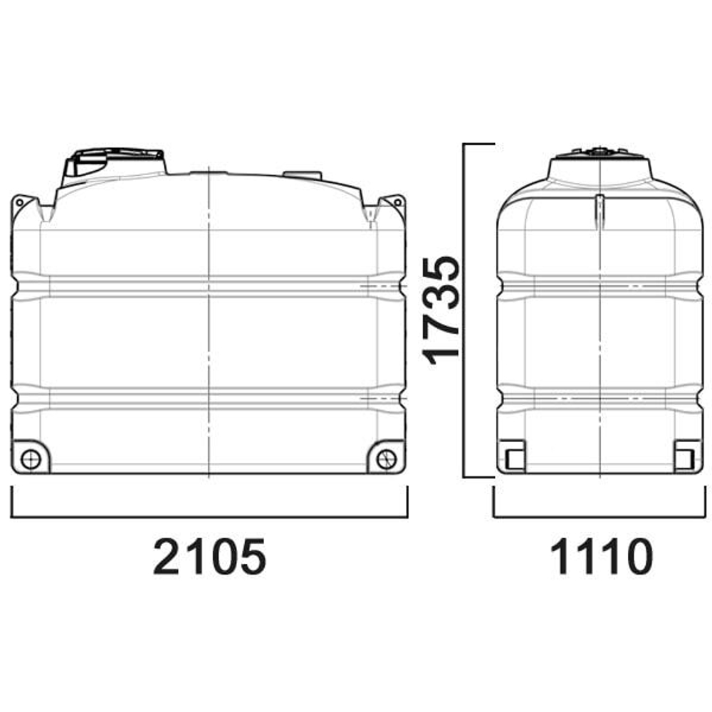 Емкость прямоугольная 3300 л мод. КАС, с откидной крышкой с клапаном и со сливными патрубками Д100мм. Анион 3300 л. вертикальная (2105x1110x1735см;желтый) - арт.559583