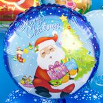 Шар (18"/46 см) Круг, Санта с подарками, Синий 1 шт.