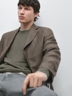 Massimo Dutti Льняной блейзер с карманами, охра