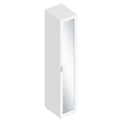 Пенал 1-ств с зеркалом с полками (+штанга) МС "Сандра" (Белый лофт)