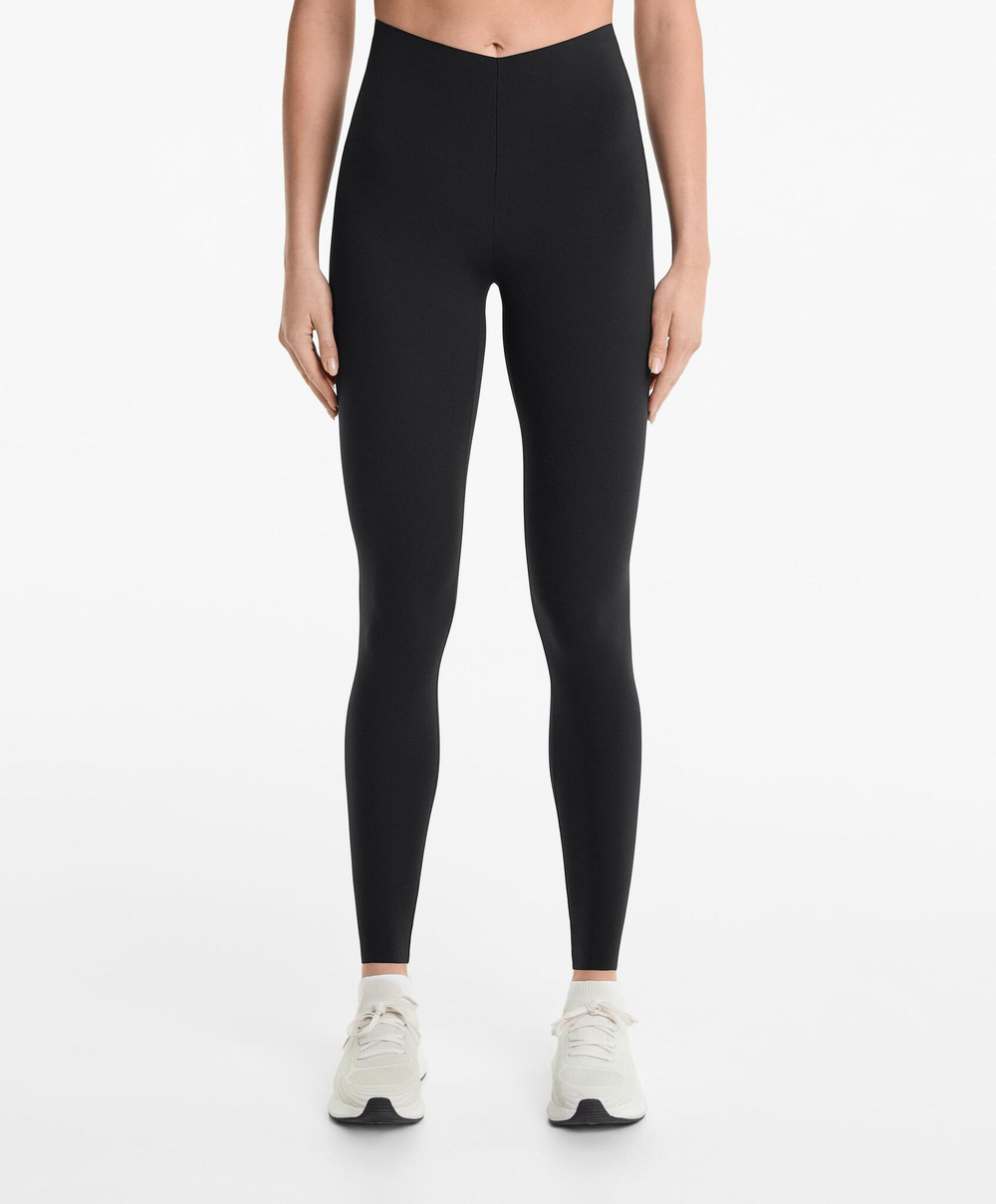 OYSHO Леггинсы длиной до щиколотки 65 см с V-образным вырезом и высокой посадкой, черный