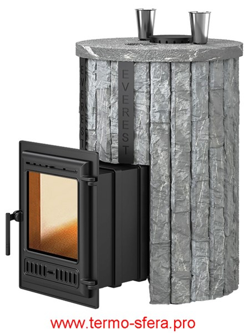 Печь для бани Эверест "Steam Master 30 ЧУГУН" Ламель Рваный камень, S-20