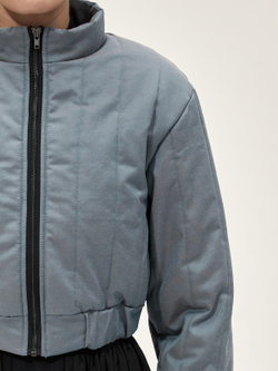 Бомбер стеганый укороченный "Александрит" с эффектом шанжан. Сине-лиловый