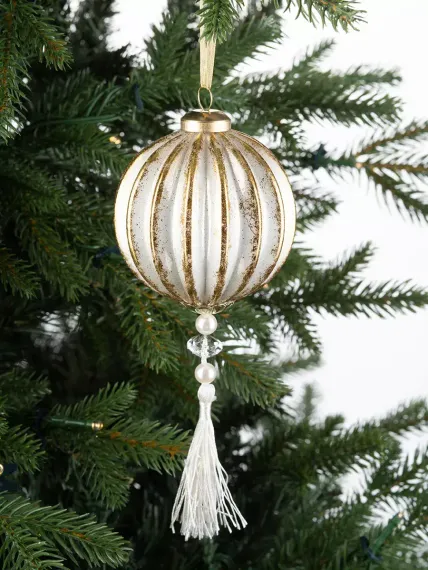 Винтажный стеклянный шар с кисточкой Шелка Востока 8 см., 1 шт., Karlsbach (12496)