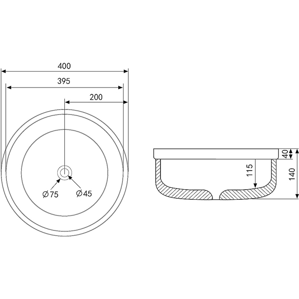 Раковина-чаша Abber Bequem 40 AC2103MB Черная матовая