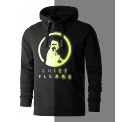 Мужская кофта теннисная Quiet Please Glow In The Dark Logo Hoody Men - Black, White