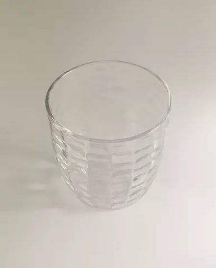ZARA HOME СТАКАН С РЕЛЬЕФНЫМ УЗОРОМ «КВАДРАТЫ», ПРОЗРАЧНЫЙ