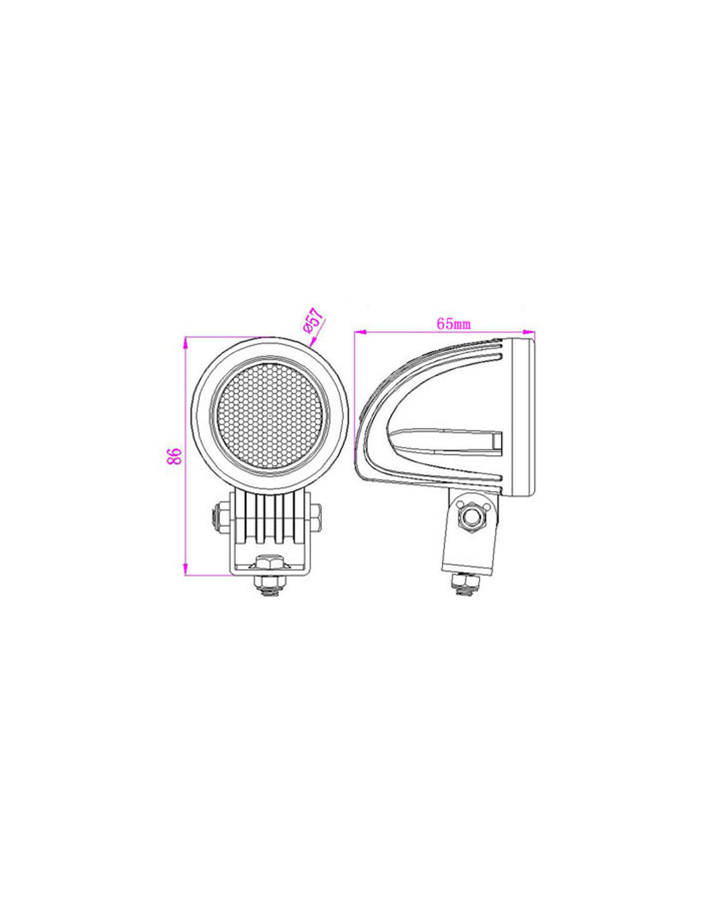 Светодиодная фара водительского света РИФ 57 мм 10W LED