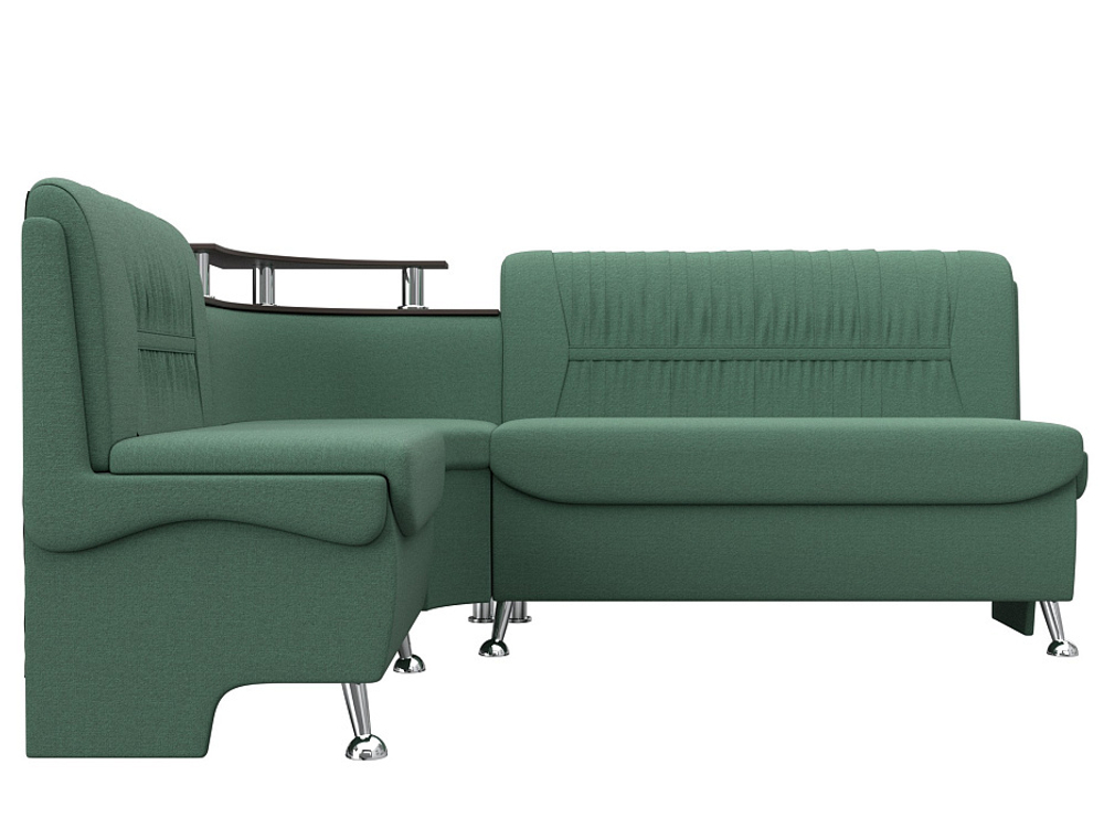 Диван кухонный угловой Сидней левый угол, Амур 11 зеленый, Рогожка, 125902L