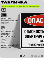 Табличка для обеспечения безопасности "Опасность поражения электрическим током", для производства, предприятия, организаций, 40х30 см, Silver Plane x Айдентика Технолоджи