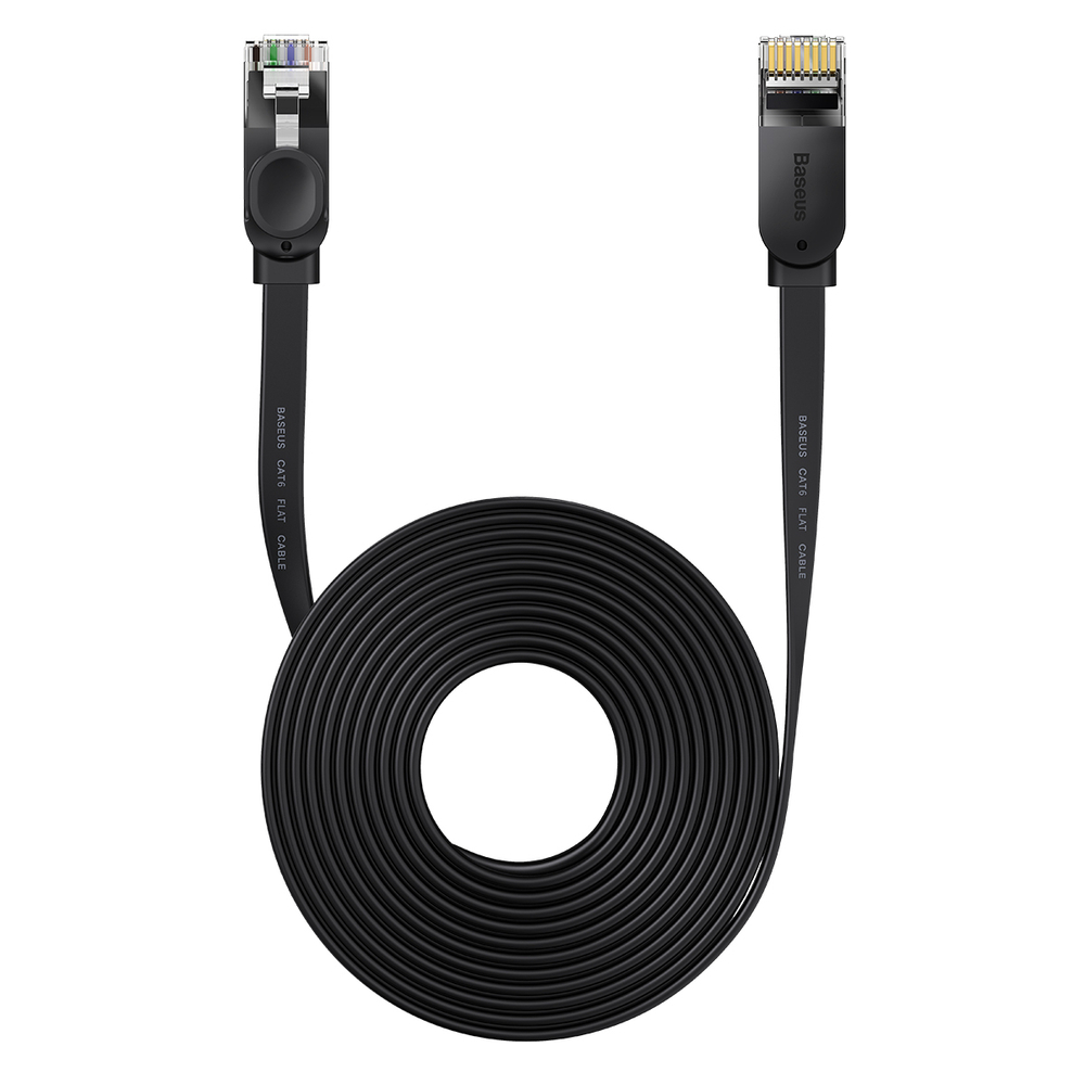 LAN кабель Baseus High Speed Six Types of RJ45 Gigabit Network Cable (Flat) - Black 10m