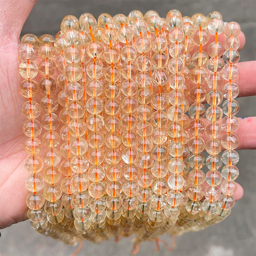 Цитрин натуральный (качество 7А) бусины 4/6/8/10/12 мм, на нитке 38 см