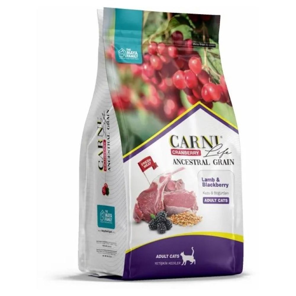 Сухой корм CARNI Life Adult для взрослых кошек с ягненком, ежевикой и клюквой - 1,5 кг