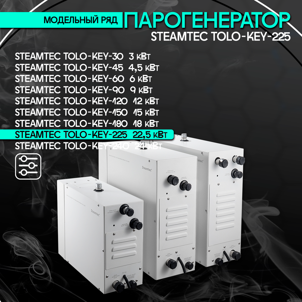 Steamtec TOLO KEY 225 - 22,5 кВт (ВЛАГОСТОЙКИЙ модуль управления), парогенератор для хамама и турецкой бани