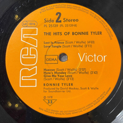 Винтажная виниловая пластинка LP Bonnie Tyler The Hits Of Bonnie Tyler (Germany 1978)