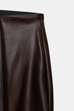 ZARA ЛЕГИНСЫ MINI FLARE ИЗ ИСКУССТВЕННОЙ КОЖИ, КОРИЧНЕВЫЙ