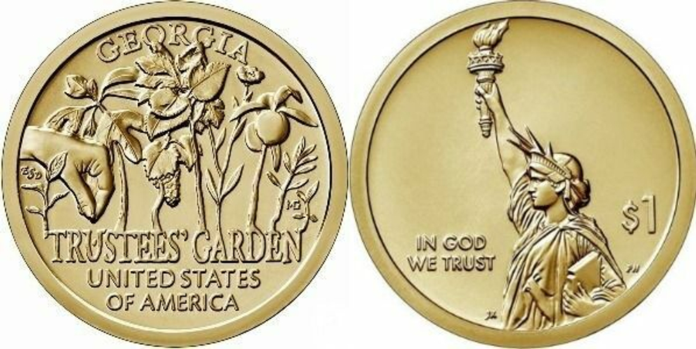 США 1 доллар 2019 Инновация 5 Джорджия - Сад попечителей