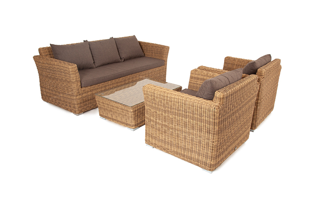 "Капучино" лаунж-зона из искусственного ротанга, цвет соломенный