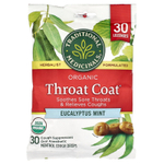 Traditional Medicinals, Organic Throat Coat®, эвкалиптовая мята, 30 леденцов от кашля с ментолом