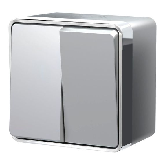 Выключатель двухклавишный влагозащищенный Werkel Gallant серебряный W5020206 4690389167133