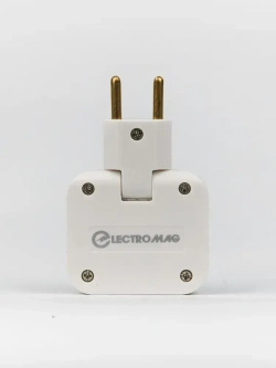 Тройник для розетки поворотный, разветвитель электрический усиленный 16А ElectroMag