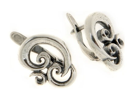 "Огюст" серьги в серебряном покрытии из коллекции "Спирали" от Jenavi  с английским замком