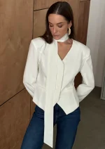 Блейзер с шарфом Tata, Молочный