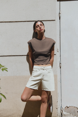 ZARA ТОП В КОРСЕТНОМ СТИЛЕ, СЕРО-КОРИЧНЕВЫЙ