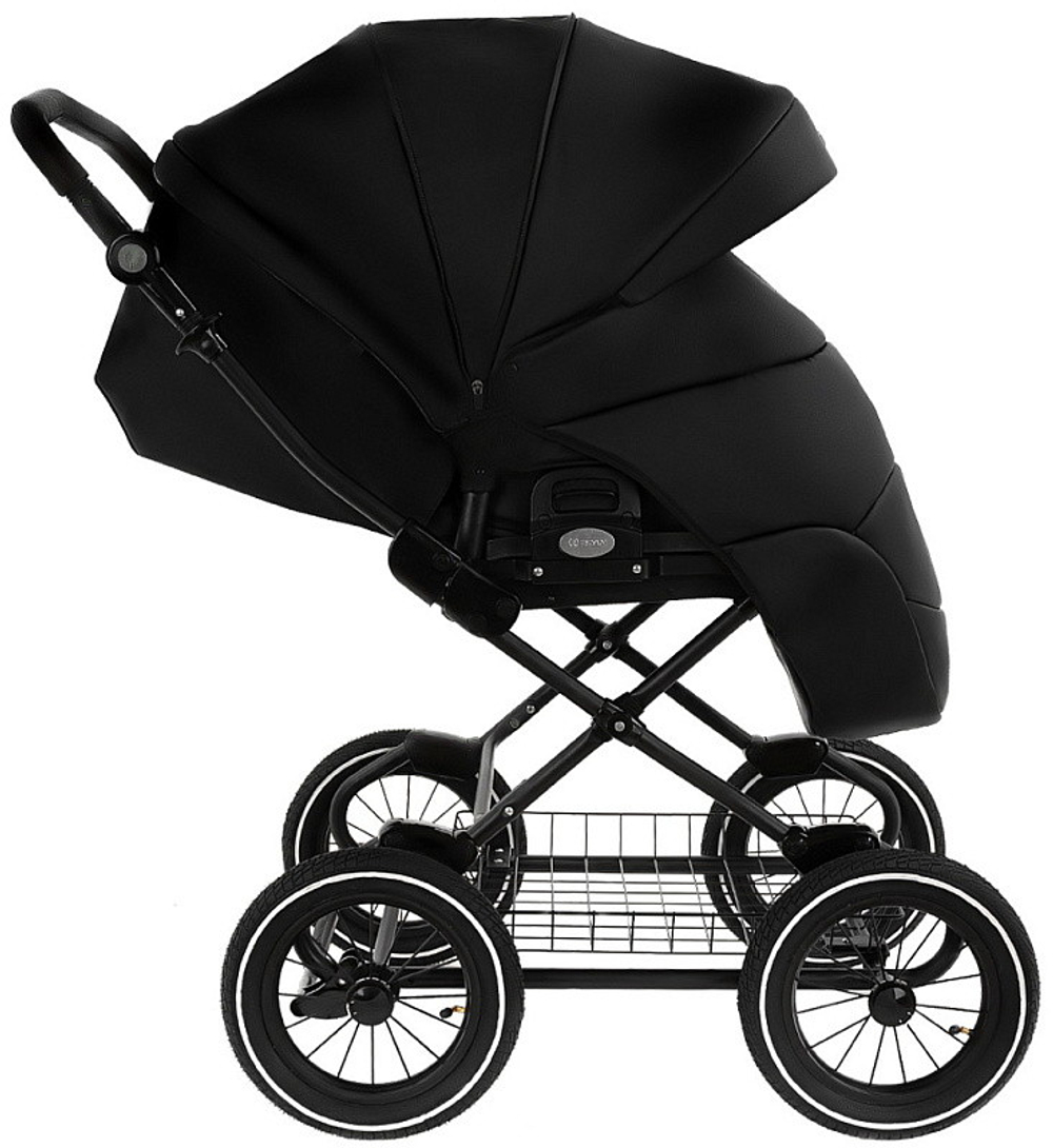 Детская коляска Roan Bass Next Classic Кожа d12 3 в 1 с автокреслом Elo Lux EduSky Black RCL300/1 Black