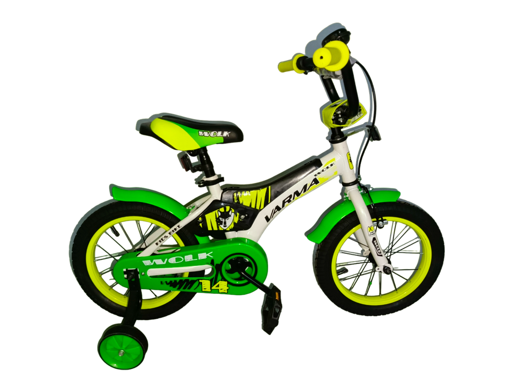 Велосипед 14&quot; Varma Wolk бело-зеленый (Россия)
