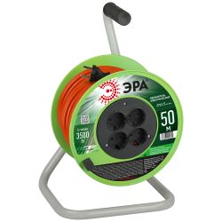 Удлинитель силовой ЭРА RP-4-2x1.5-50m на пластиковой катушке без заземления 4 розетки 50м ПВС 2х1,5мм2