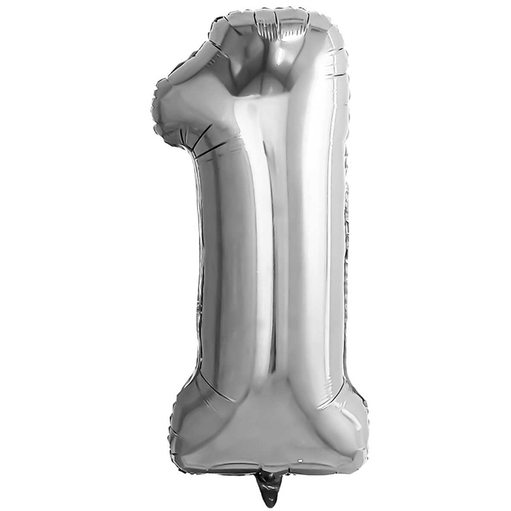 Шар фольгированный Цифра 1 81 см (Серебряный)
