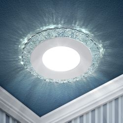 DK LED 14 SL/WH Светильник ЭРА светодиодный круглый белая подсветка 3+3W прозрачный/белый