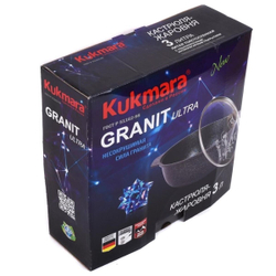 Кастрюля-жаровня алюминий, антиприг, 3 л, с крыш, Kukmara, Granit Ultra, жгг31а, син
