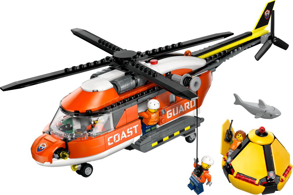 Конструктор Лего Сити Вертолёт береговой охраны 60503 | LEGO City Coast Guard Helicopter | спасательный 551 деталей 7+