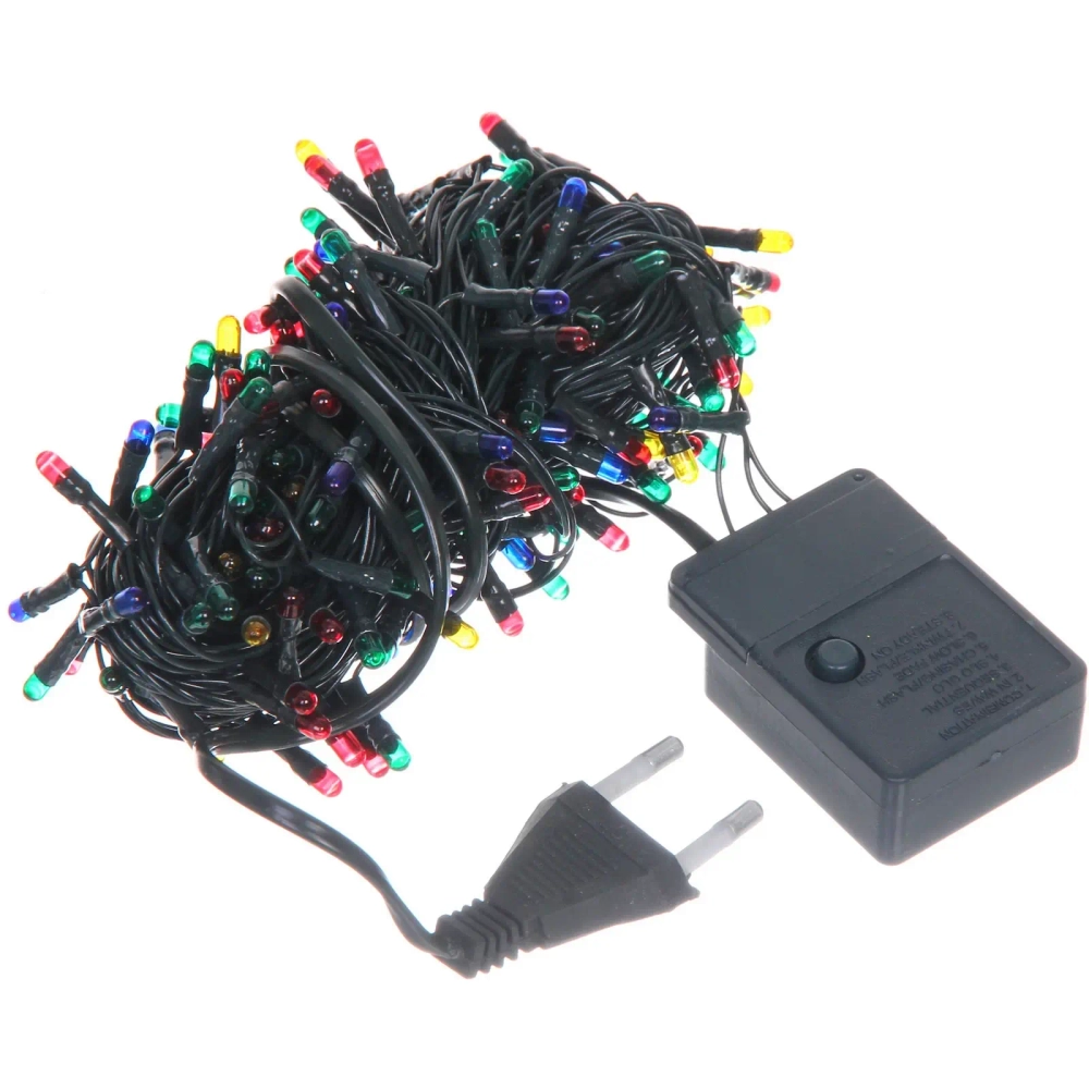 Гирлянда для дома MINI 13м 260 ламп, 8 реж, зеленый провод IP-20, Мультицвет