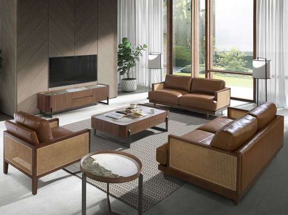 Трехместный диван Angel Cerda 6177, коричневая кожа