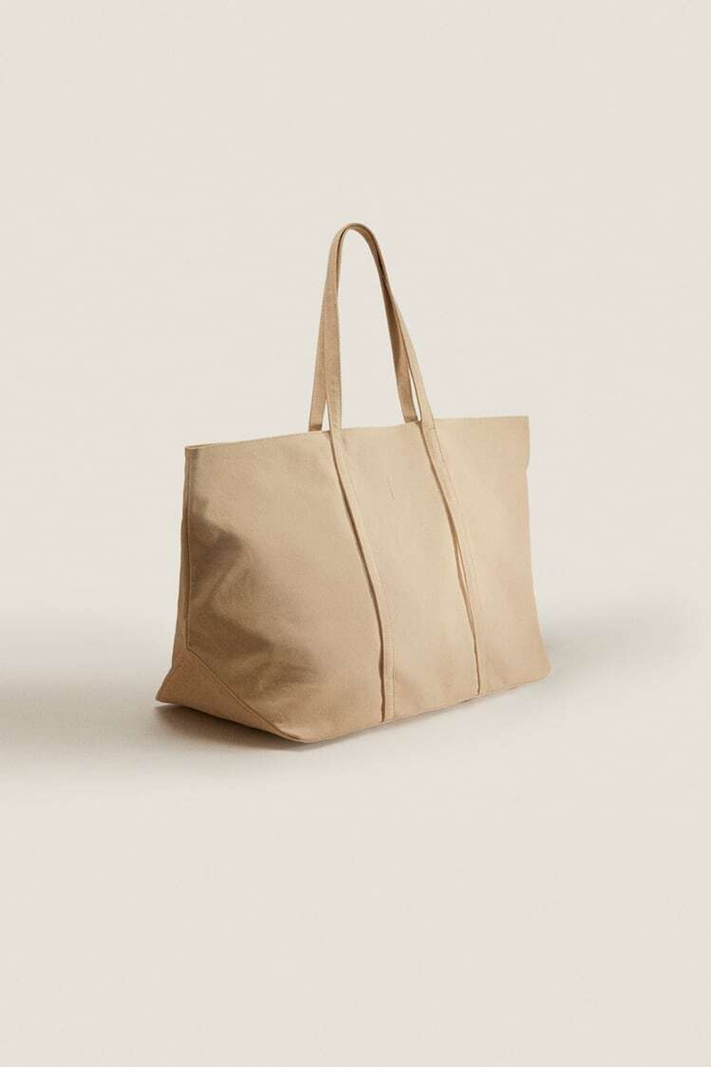 ZARA HOME БОЛЬШАЯ ТКАНЕВАЯ СУМКА-ТОУТ,  КОРИЧНЕВЫЙ