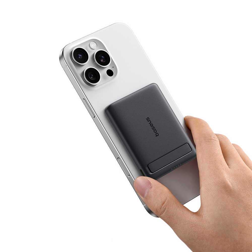 Внешний аккумулятор + Беспроводная зарядка Baseus PicoGo AM31 Ultra-Mini Magnetic Power Bank with Kickstand C+Qi2 5000mAh 20W (MagSafe)