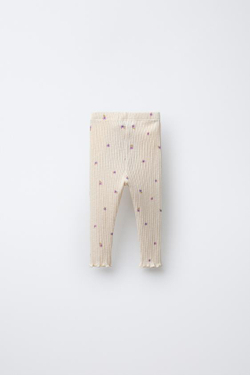 ZARA ЛЕГИНСЫ С ЦВЕТОЧНЫМ РИСУНКОМ, ЭКРЮ