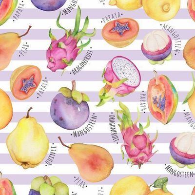 Фрукты с надписями и полосками